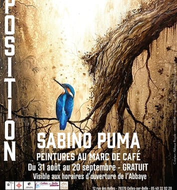 Exposition des peintures au marc de café de Sabino Puma